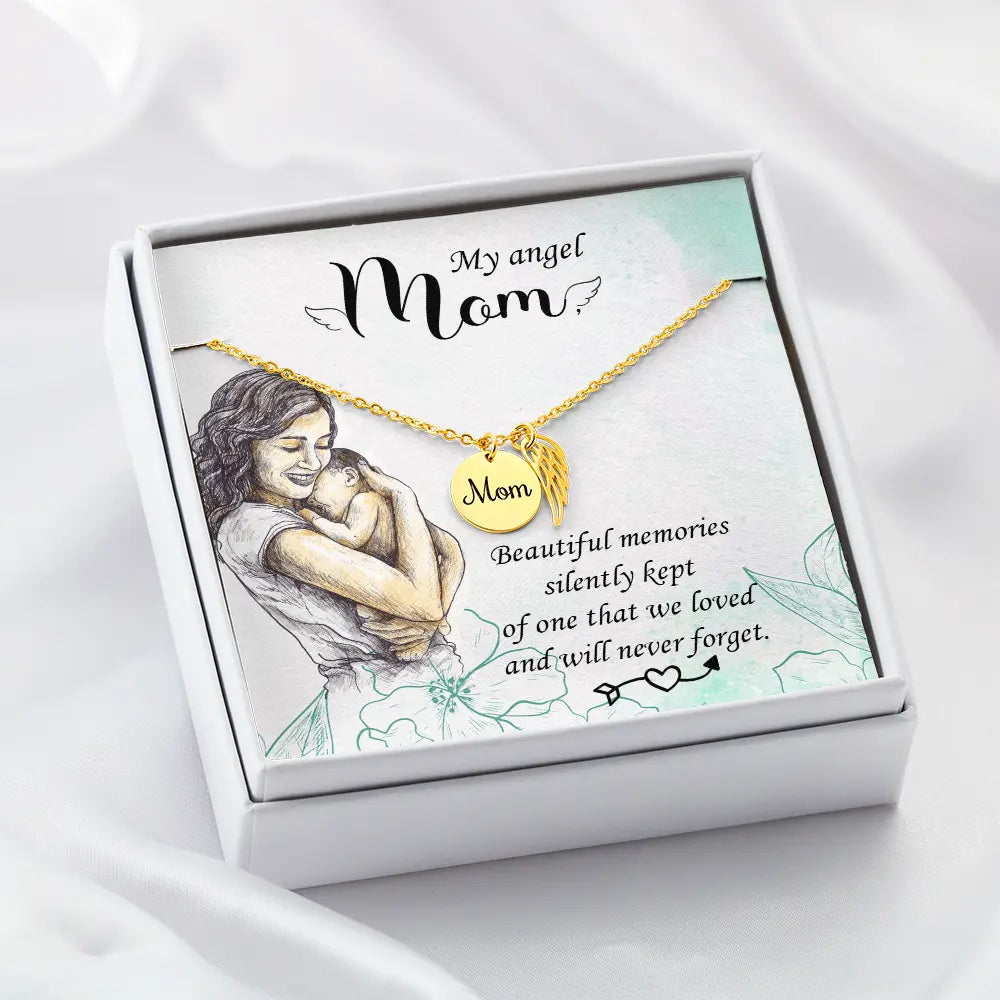 Angel Mom Memorial Necklace - Remembrance Jewelry - Charmed Gift Co