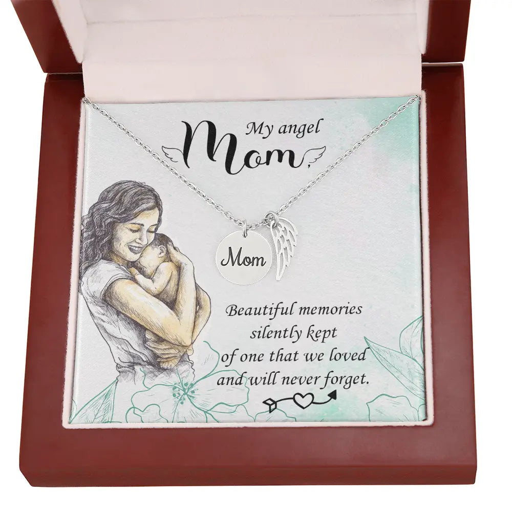 Angel Mom Memorial Necklace - Remembrance Jewelry - Charmed Gift Co