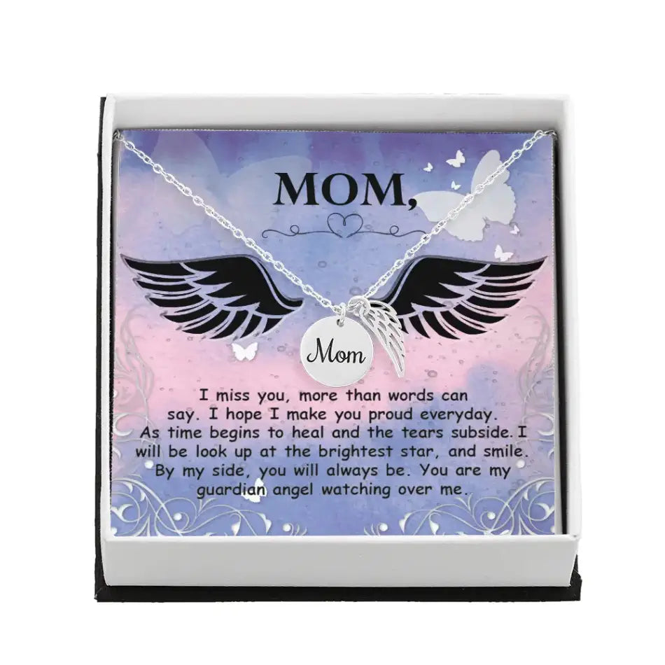 Mom Memorial Necklace - Remembrance Jewelry - Heartful Gift - Polished Stainless Steel / Standard Box - Jewelry